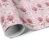 Modern roze bloemen inpakpapier (Rol Hoek)