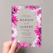 Modern Roze Bloemen Lijst bruiloft Acryl Uitnodigingen (Insitu (Draagbaar))