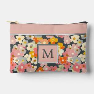 Modern Roze Bloemen Monogram Initiaal Etui