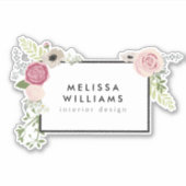  Modern Roze Bloemen Motief Sticker (Voorkant)