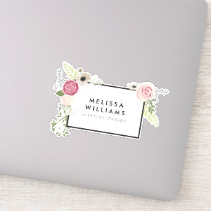 Modern Roze Bloemen Motief Sticker