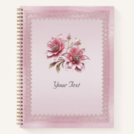 Modern Roze Bloemen Notitieboek