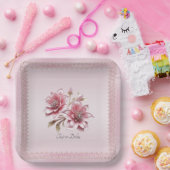 Modern roze bloemen papier Bord (Feest)