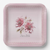 Modern roze bloemen papier Bord (Voorkant)