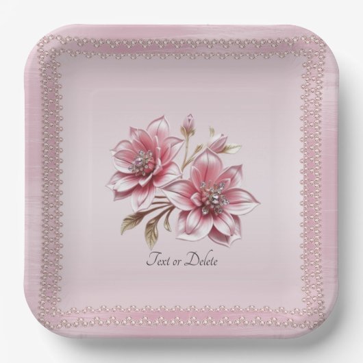 Modern roze bloemen papier Bord (Voorkant)