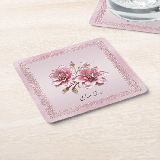 Modern roze bloemen papier Onderzetter (Schuin)