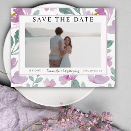 Modern Roze Bloemen Patroon Save the Date Briefkaart