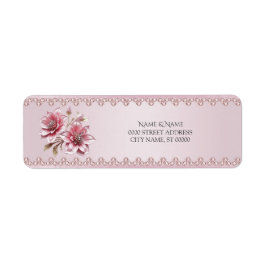 Modern Roze Bloemen Retouradreslabel Etiket