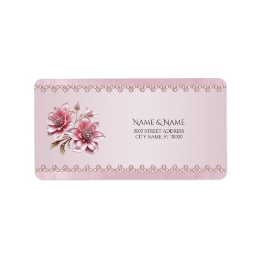 Modern Roze Bloemen Retouradreslabel Etiket (Voorkant)