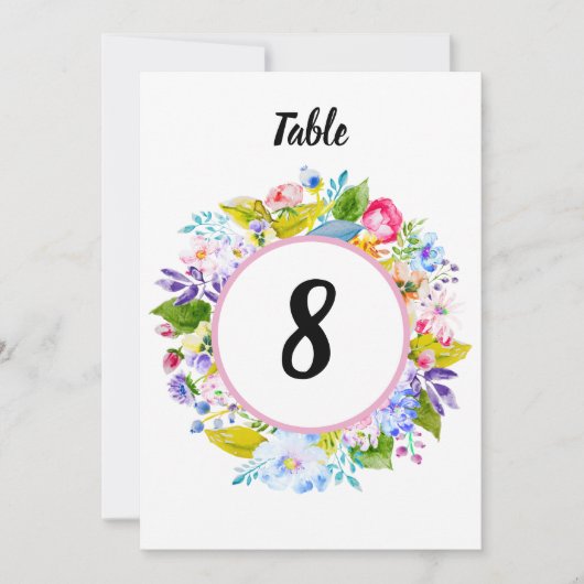 Modern Roze Bloemen Romantisch Tafelnummer (Voorkant)