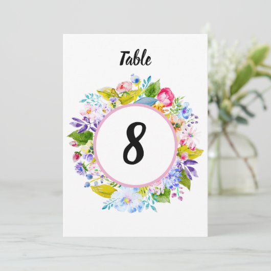 Modern Roze Bloemen Romantisch Tafelnummer (Staand voorkant)