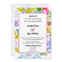 Modern Roze Bloemen Romantische Bruiloft Uitnodigi