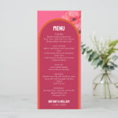 Modern Roze Bloemen Vet Trouwen Flat Menu (Staand voorkant)