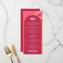 Modern Roze Bloemen Vet Trouwen Flat Menu