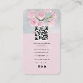 Modern Roze Bloemen Visitekaartje met Foto & QR (Voorkant)
