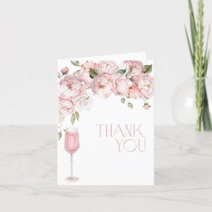Modern Roze Bloemen Vrijgezellenfeest Dank u kaart