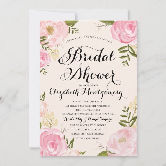 Modern  Roze Bloemen Vrijgezellenfeest Kaart (Voorkant)