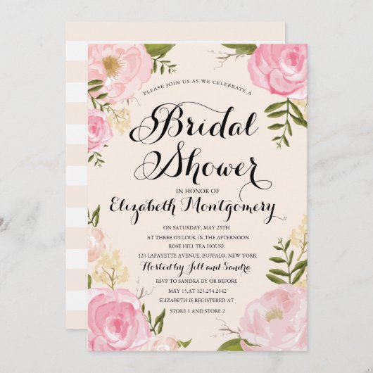 Modern  Roze Bloemen Vrijgezellenfeest Kaart (Voorkant / Achterkant)