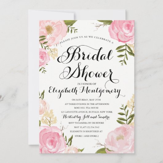 Modern  Roze Bloemen Vrijgezellenfeest Kaart (Voorkant)