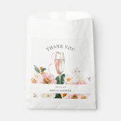 Modern roze bloemenchampagne Vrijgezellenfeest Bedankzakje (Voorkant)