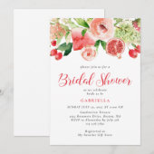 Modern roze bloemenfruit Waterverf Vrijgezellenfee Kaart (Voorkant / Achterkant)