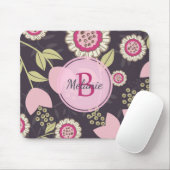 Modern roze bloemenpatroon muismat (Met muis)