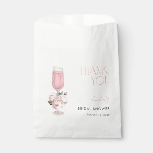 Modern roze bloemig dank u Vrijgezellenfeest Bedankzakje (Voorkant)