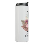 Modern roze bloemig Initiaal B Thermosbeker (Gedraaid links)