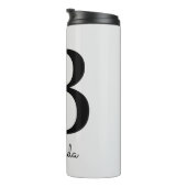 Modern roze bloemig Initiaal B Thermosbeker (Geroteerd rechts)