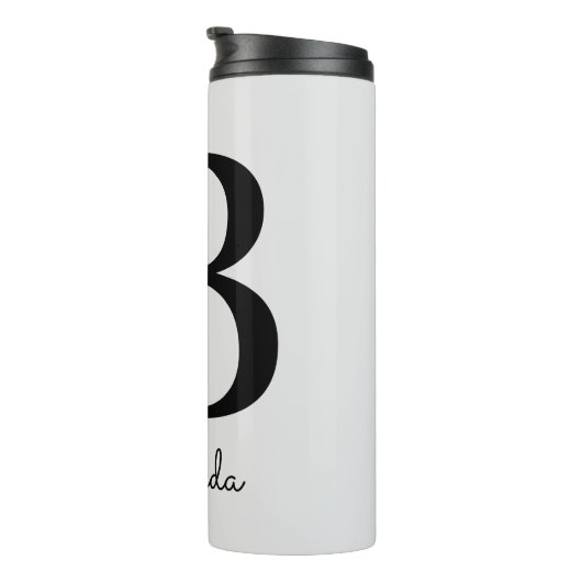 Modern roze bloemig Initiaal B Thermosbeker (Geroteerd rechts)