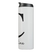 Modern roze bloemig Initiaal C Thermosbeker (Geroteerd rechts)