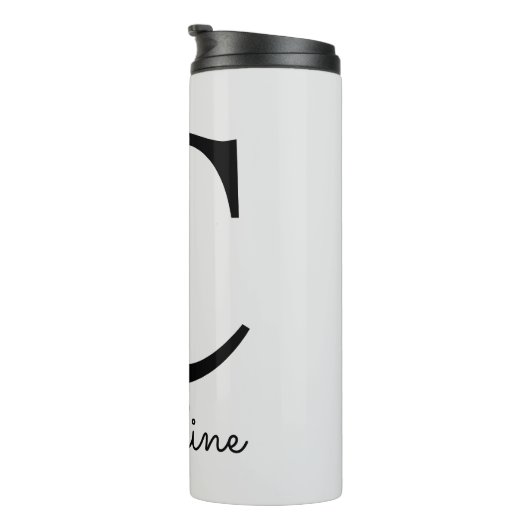 Modern roze bloemig Initiaal C Thermosbeker (Geroteerd rechts)