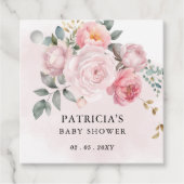 Modern Roze Blush Bloemen Meisje Baby shower Bedankjes Labels (Voorkant)