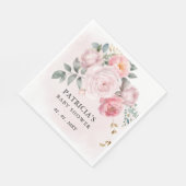 Modern Roze Blush Bloemen Meisje Baby shower Servet (Hoek)