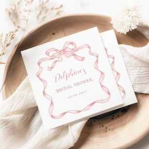 Modern Roze Blush Bow Ribbon Vrijgezellenfeest Servet