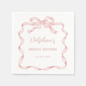 Modern Roze Blush Bow Ribbon Vrijgezellenfeest Servet (Voorkant)