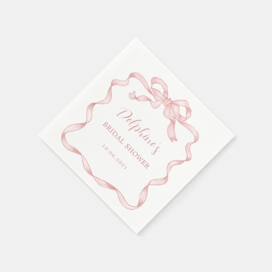 Modern Roze Blush Bow Ribbon Vrijgezellenfeest Servet (Hoek)