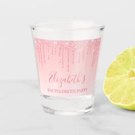 Modern Roze Blush Glitter Bachelorette Party Shot Glas