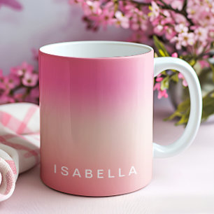 Modern Roze Blush Roos Ombre Gradient gepersonalis Koffiemok