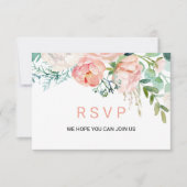 Modern Roze Blush Tropical Floral Song Request RSVP Kaartje (Voorkant)