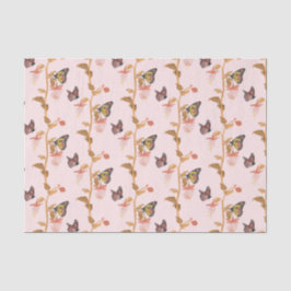 Modern roze Boho Butterfly Floral Pattern Tissuepapier