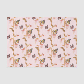 Modern roze Boho Butterfly Floral Pattern Tissuepapier