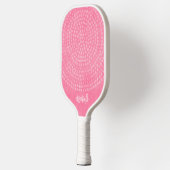 Modern Roze Boho Dot Pattern - Bounce scriptnaam Pickleball Paddle (Links)