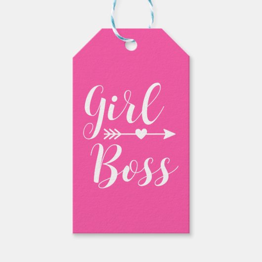 Modern roze Boho Girl Boss Gift Labels Cadeaulabel (Voorkant)
