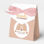Modern Roze Boho Rainbow 1e verjaardag Dank je Bedankdoosjes (Voorkant Zijde)