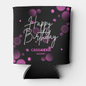 Modern Roze Bokeh Gradient Zwart Gelukkige Verjaar Blikjeskoeler (Voorkant)