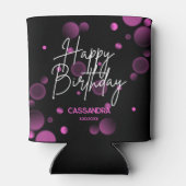 Modern Roze Bokeh Gradient Zwart Gelukkige Verjaar Blikjeskoeler (Achterkant)