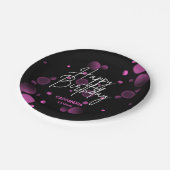 Modern Roze Bokeh Gradient Zwart Gelukkige Verjaar Papieren Bordje (Gekanteld)