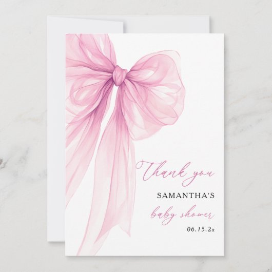 Modern roze boog Baby shower Bedankkaart (Voorkant)