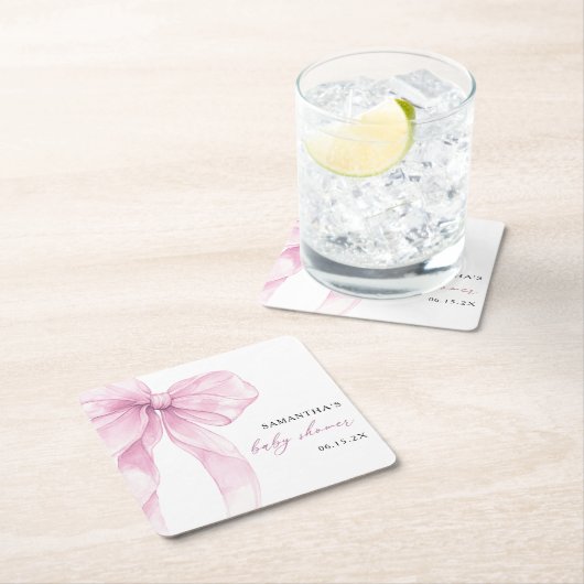 Modern roze boog Baby shower Kartonnen Onderzetters (Insitu)